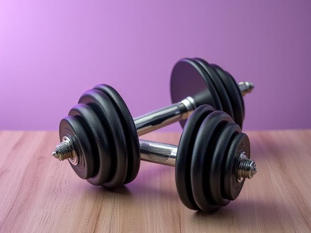 Adjustable dumbbell sets on a clean timber floor