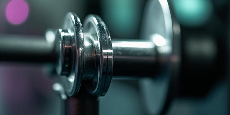 Close up of a stepper hydraulic system showing smooth movement